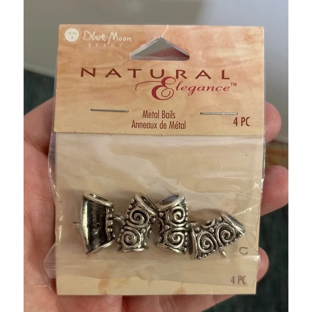 Blue Moon Beads Natural Elegance Metal Bails Silver Tone Scroll Design 4pc